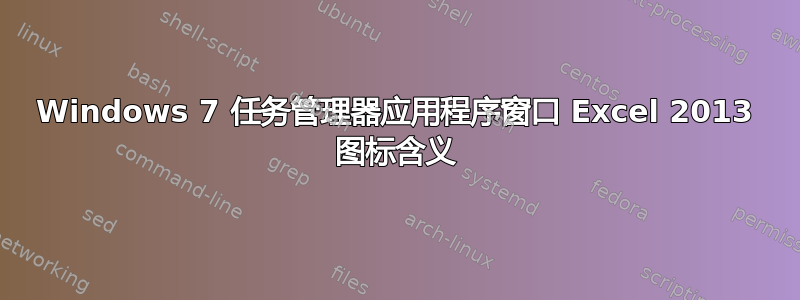 Windows 7 任务管理器应用程序窗口 Excel 2013 图标含义