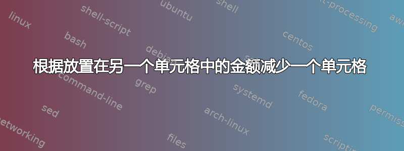 根据放置在另一个单元格中的金额减少一个单元格