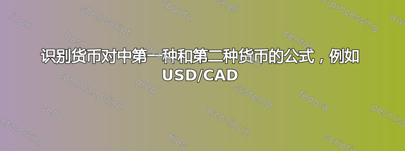 识别货币对中第一种和第二种货币的公式，例如 USD/CAD