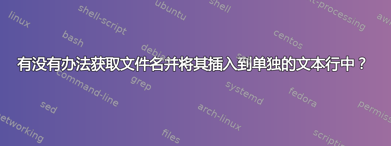 有没有办法获取文件名并将其插入到单独的文本行中？