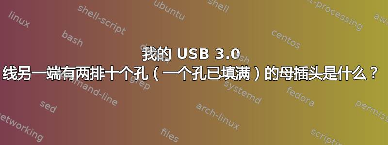 我的 USB 3.0 线另一端有两排十个孔（一个孔已填满）的母插头是什么？