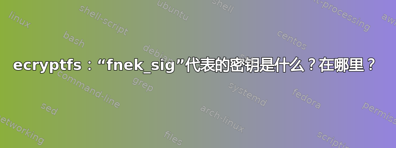 ecryptfs：“fnek_sig”代表的密钥是什么？在哪里？