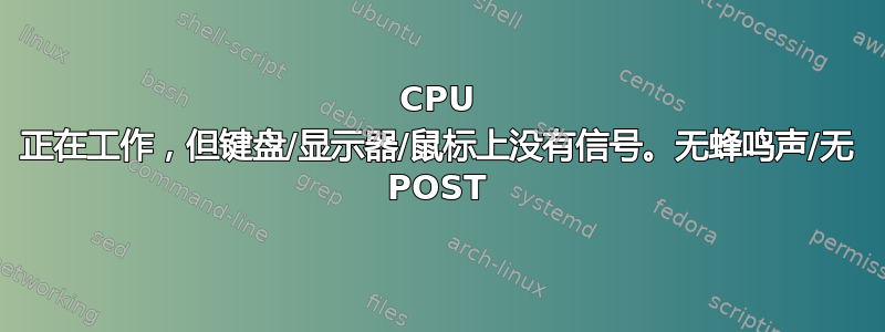 CPU 正在工作，但键盘/显示器/鼠标上没有信号。无蜂鸣声/无 POST