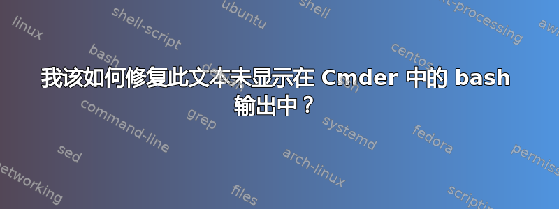 我该如何修复此文本未显示在 Cmder 中的 bash 输出中？