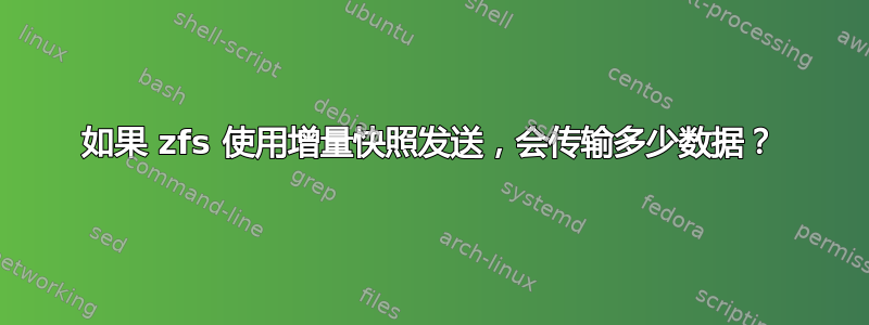 如果 zfs 使用增量快照发送，会传输多少数据？