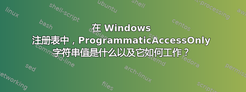 在 Windows 注册表中，ProgrammaticAccessOnly 字符串值是什么以及它如何工作？