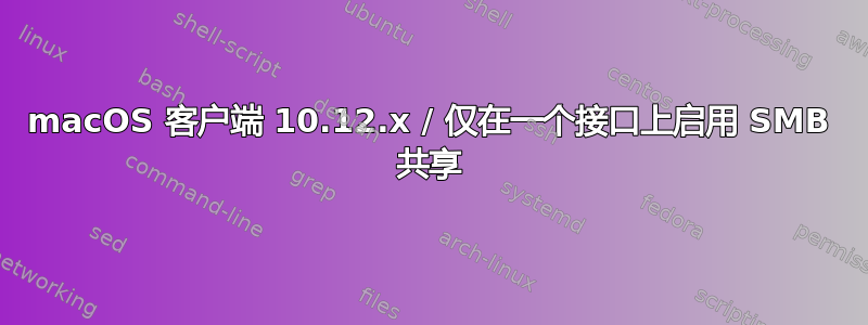 macOS 客户端 10.12.x / 仅在一个接口上启用 SMB 共享