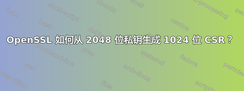 OpenSSL 如何从 2048 位私钥生成 1024 位 CSR？