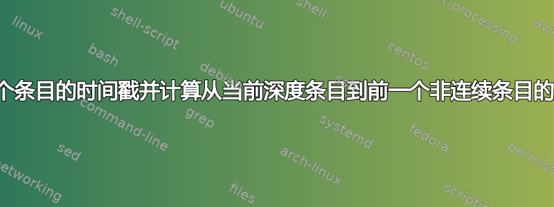 记录每个条目的时间戳并计算从当前深度条目到前一个非连续条目的时间差