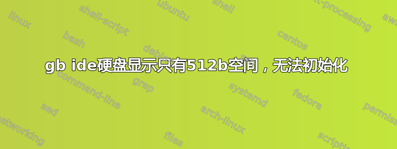 40gb ide硬盘显示只有512b空间，无法初始化