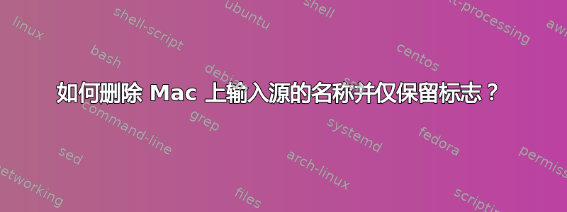 如何删除 Mac 上输入源的名称并仅保留标志？