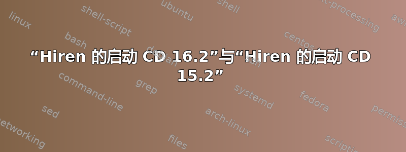 “Hiren 的启动 CD 16.2”与“Hiren 的启动 CD 15.2”