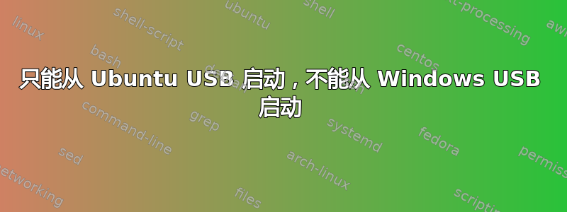 只能从 Ubuntu USB 启动，不能从 Windows USB 启动