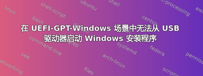 在 UEFI-GPT-Windows 场景中无法从 USB 驱动器启动 Windows 安装程序