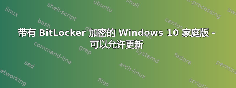 带有 BitLocker 加密的 Windows 10 家庭版 - 可以允许更新