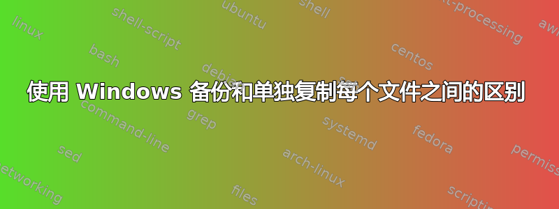 使用 Windows 备份和单独复制每个文件之间的区别