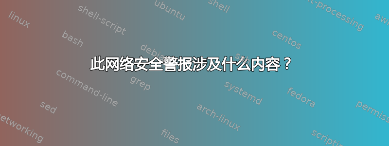 此网络安全警报涉及什么内容？