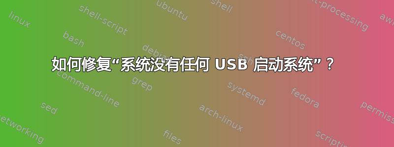 如何修复“系统没有任何 USB 启动系统”？