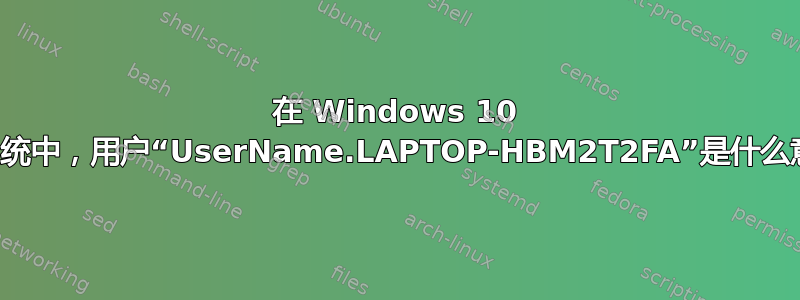 在 Windows 10 文件系统中，用户“UserName.LAPTOP-HBM2T2FA”是什么意思？