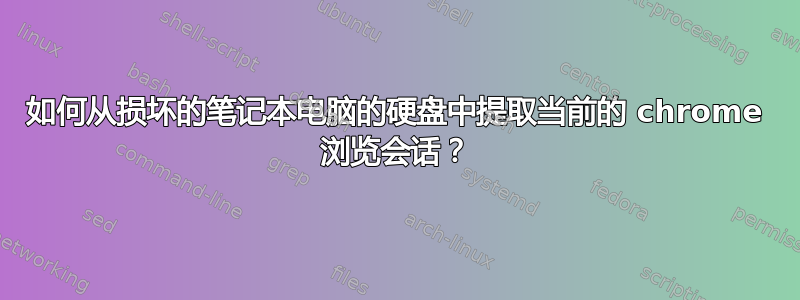 如何从损坏的笔记本电脑的硬盘中提取当前的 chrome 浏览会话？