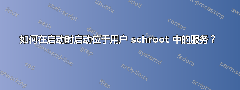 如何在启动时启动位于用户 schroot 中的服务？