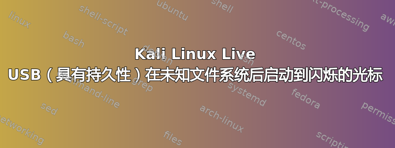 Kali Linux Live USB（具有持久性）在未知文件系统后启动到闪烁的光标