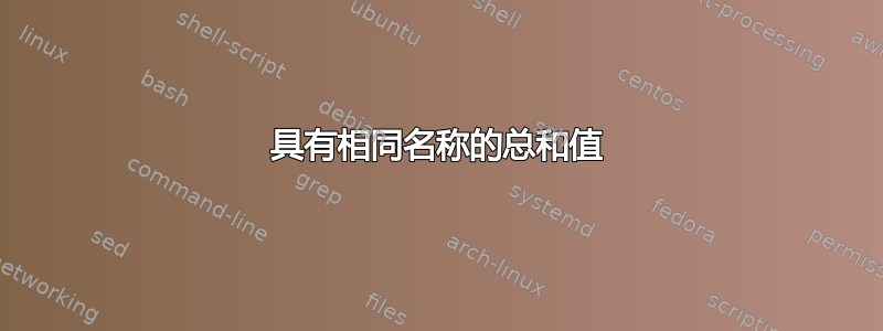 具有相同名称的总和值