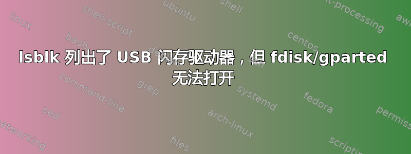 lsblk 列出了 USB 闪存驱动器，但 fdisk/gparted 无法打开