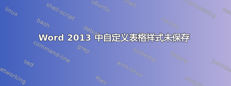 Word 2013 中自定义表格样式未保存