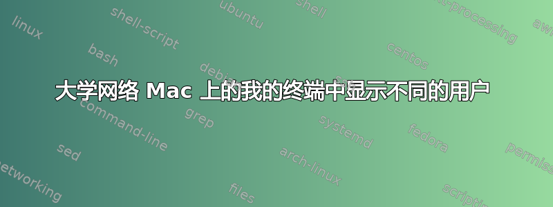 大学网络 Mac 上的我的终端中显示不同的用户