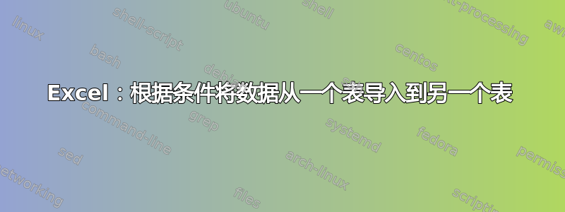 Excel：根据条件将数据从一个表导入到另一个表