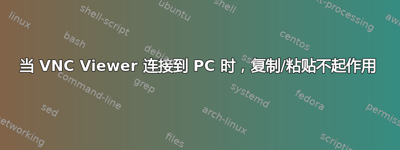 当 VNC Viewer 连接到 PC 时，复制/粘贴不起作用