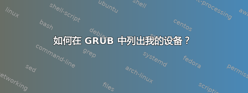 如何在 GRUB 中列出我的设备？