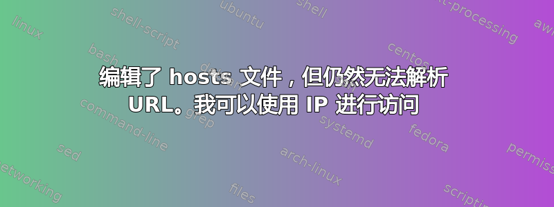 编辑了 hosts 文件，但仍然无法解析 URL。我可以使用 IP 进行访问