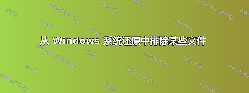 从 Windows 系统还原中排除某些文件