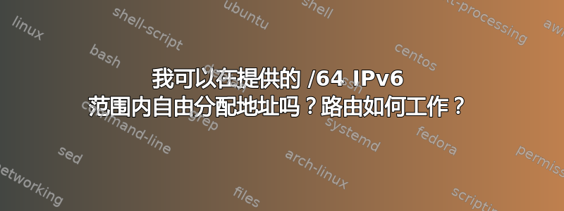 我可以在提供的 /64 IPv6 范围内自由分配地址吗？路由如何工作？