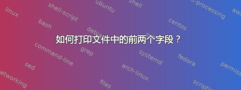 如何打印文件中的前两个字段？