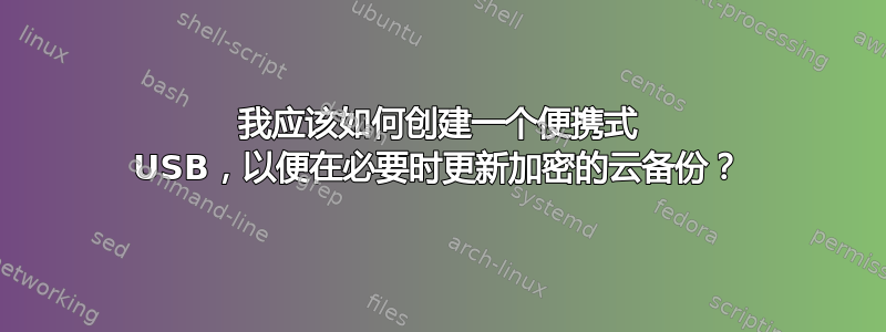 我应该如何创建一个便携式 USB，以便在必要时更新加密的云备份？