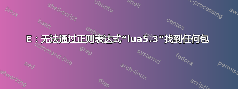 E：无法通过正则表达式“lua5.3”找到任何包