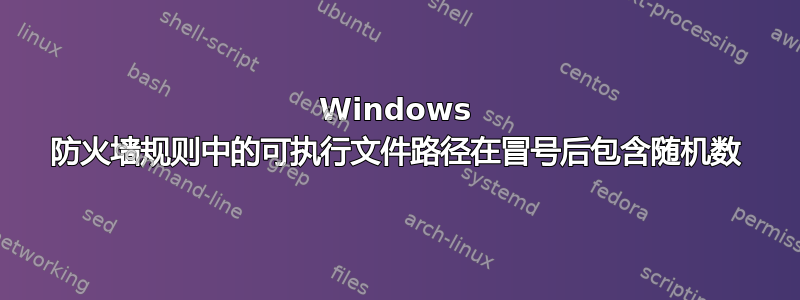 Windows 防火墙规则中的可执行文件路径在冒号后包含随机数