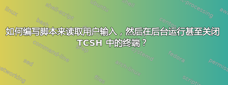 如何编写脚本来读取用户输入，然后在后台运行甚至关闭 TCSH 中的终端？