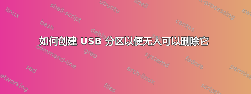 如何创建 USB 分区以便无人可以删除它