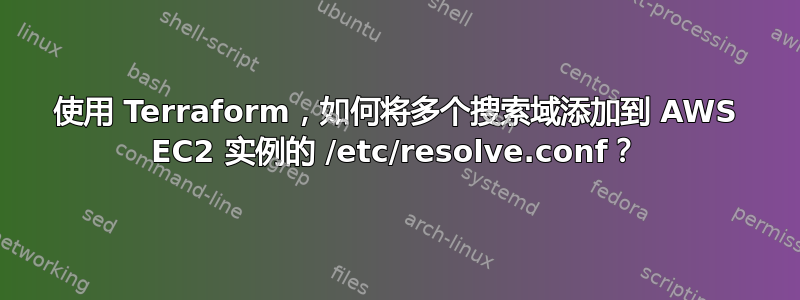 使用 Terraform，如何将多个搜索域添加到 AWS EC2 实例的 /etc/resolve.conf？