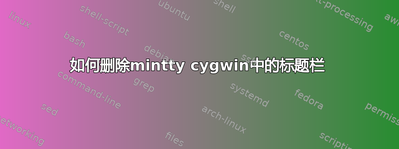 如何删除mintty cygwin中的标题栏