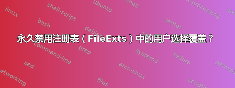 永久禁用注册表（FileExts）中的用户选择覆盖？