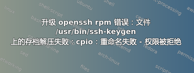 升级 openssh rpm 错误：文件 /usr/bin/ssh-keygen 上的存档解压失败：cpio：重命名失败 - 权限被拒绝