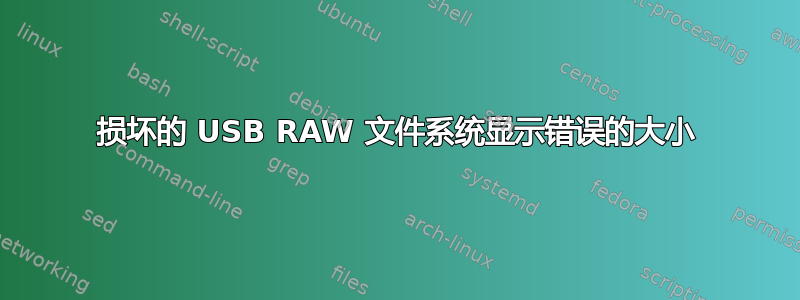 损坏的 USB RAW 文件系统显示错误的大小