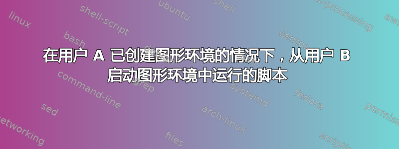 在用户 A 已创建图形环境的情况下，从用户 B 启动图形环境中运行的脚本