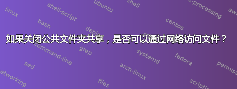 如果关闭公共文件夹共享，是否可以通过网络访问文件？