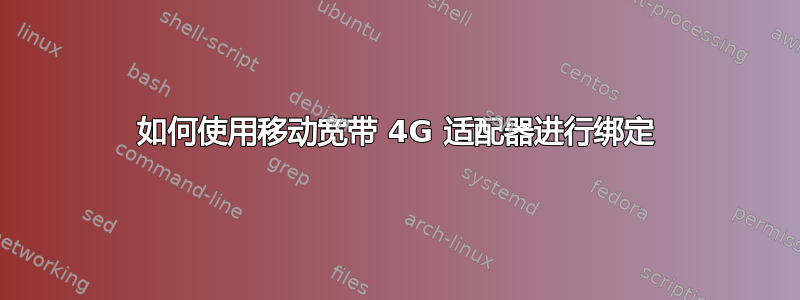 如何使用移动宽带 4G 适配器进行绑定